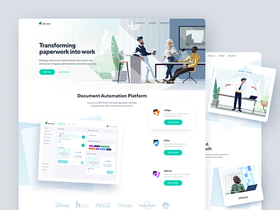 Documo Website Design automation platform design home page homepage illustration interface landing landing page page design paperless platform shakuro ui user interface ux web web design website website design welcome screen