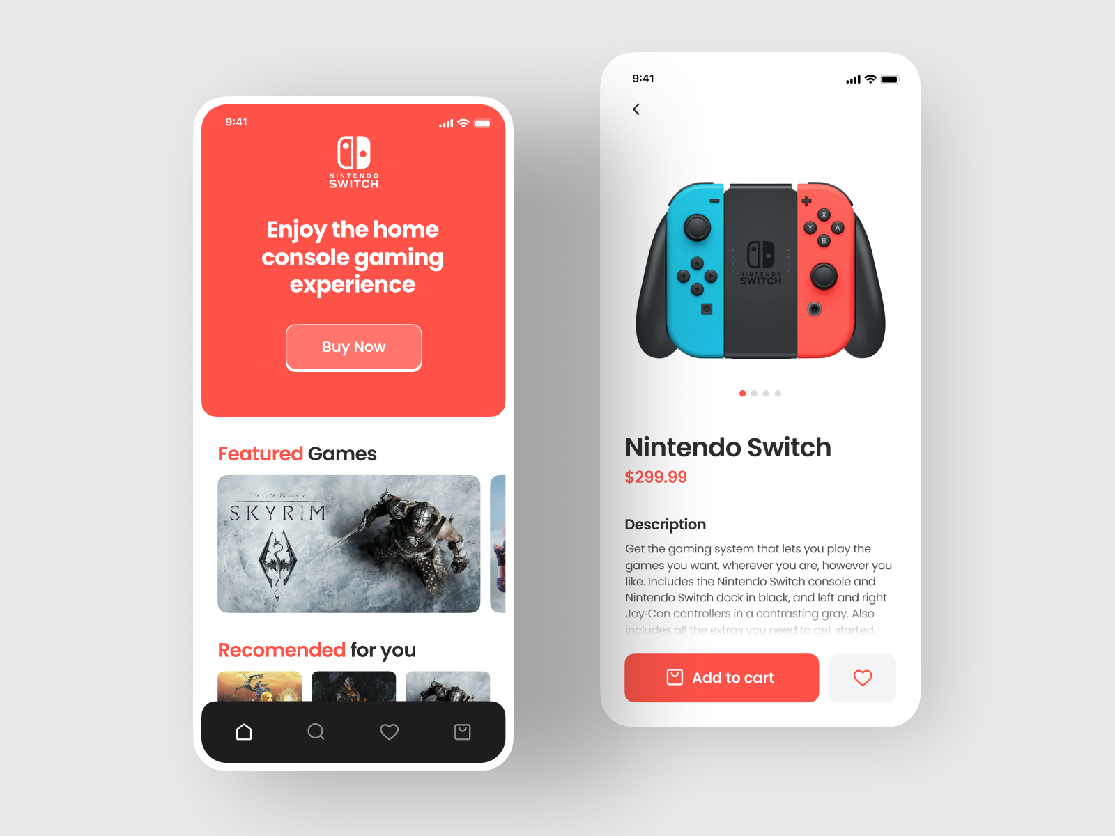 Image provided by https://dribbble.com/shots/14523133-Nintendo-App