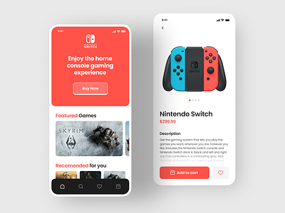 Nintendo App app app design application design eshop home page interface ios iphone mobile mobile app mobile interface mobile ui nintendo nintendo switch product page shakuro ui ux welcome screen
