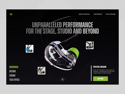 Conceptual In-Ear Monitors Landing Page 3d 3d artist headphones landing page product design web design website