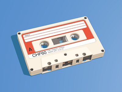 Compact cassette audio cassette compact cassette illustration isometric mc music musicassette shakuro stereo vector vintage