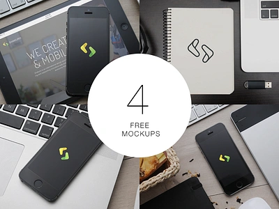 4 Free Mockups free ios ipad iphone mockup notebook photo psd wacom