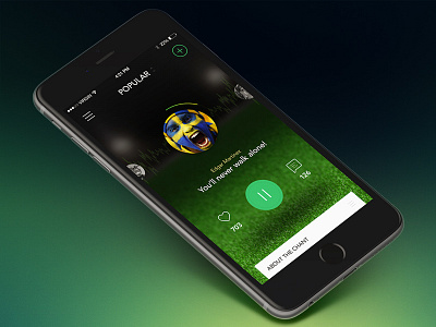 iChant app app dark ios mockup soccer ui design