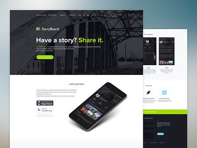 Storyboard landing page from Shakuro app landing promo screens shakuro site social story ui ux web