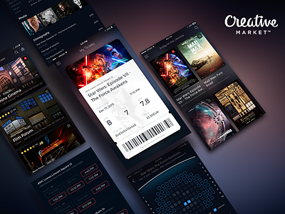 Tickets UI Kit app cinema icons interface ios layered movie shakuro theater ui ui kit ux