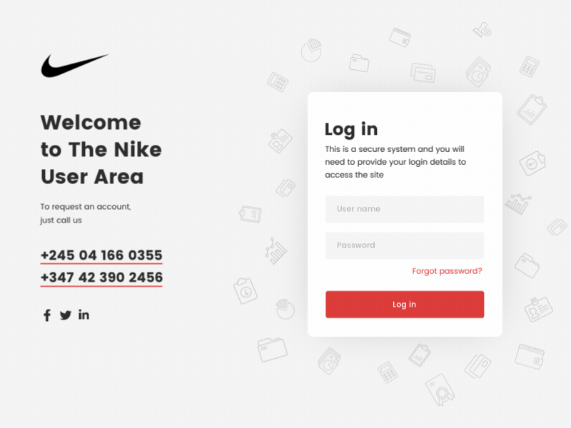 Nike Login Page themes, templates downloadable graphic elements on Dribbble
