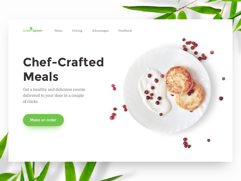 Meal Service Home Page meal concept home page ux ui nutrition minimalistic clean order landing web food