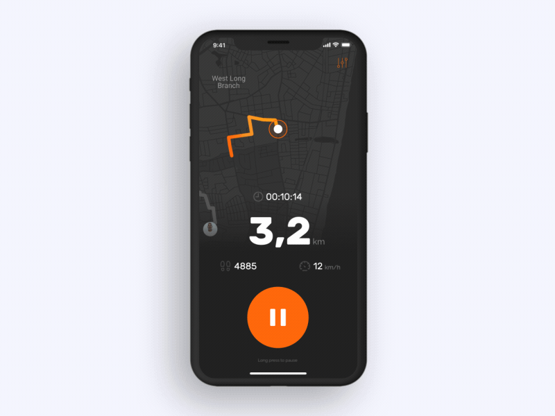 Mi Fit App Redesign activity concept cycling ios iphone iphone x map mi fit mifit morphing pause play run running sport tracking transition ui unleashable ux