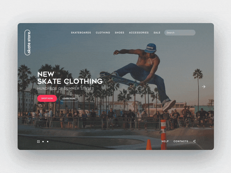 Skate Store Home Page Animation animation concept deck motion order shop skate skate shop skateboard skateboards store transition ui ui animation ux web