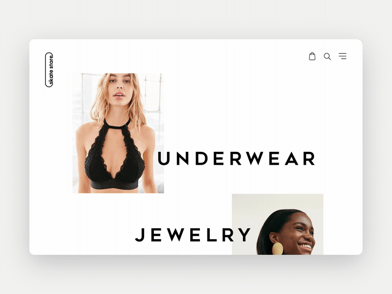 Skate Store Versatility Case animation browser clothes concept fashion interaction jewelry menu scroll shop skate store store sunglasses transition ui ui animation ui design underwear ux website