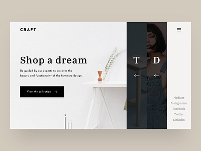 CRAFT Furniture Concept Store architecture concept design fashion furniture graphic design home page homepage interface interior preview room shop slider social media ui ux web webdesign website