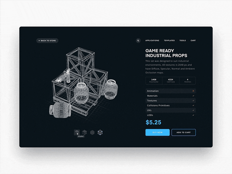 Video Game Model Store 3d 3d model e commerce ecommerce game assets game store low poly ui ui design user interface design ux web web animation web store website