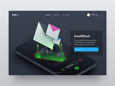 Email Push Notification Illustration art branding business crypto data centre gradient gradient icon home page identity illustration illustration design kobil layers protection security system ui ux vector web