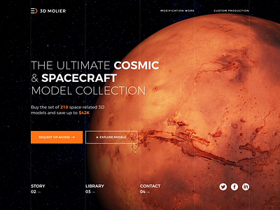 3D Space Model Store Animation 3d animation design e commerce earth home page interaction landing page mars milky way model motion design planet space stars store ui ux web website