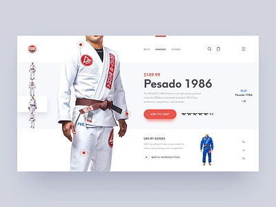 Jiu-Jitsu Kimono Product Page Concept belt bjj concept design e commerce gi gracie barra jiu jitsu kimono landing page martial arts mma product page shop store train ui ux web page website