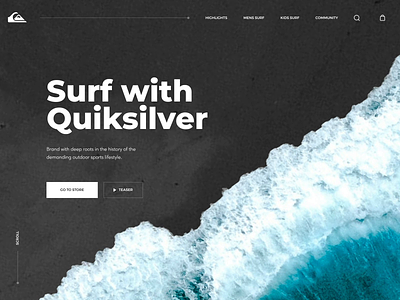 Quiksilver Surfing Home Page animation concept equipment home page identity interaction landing page motion design product page quiksilver redesign sport store surfing transition ui ux wave web website