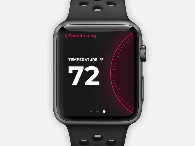 Smart Home on Smart Watch app animation apple watch conditioning future future home app future smart gadgets identity illumination interaction light control motion design shakuro smart app smart home smart house smart light temperature control thermostat control transitions ui ux