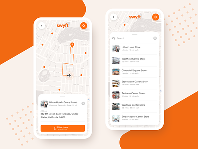 Cashierless Store Locator App app cashierless concept hardware ios iphone iphone x xs xr map app mobile store store locator swyft ui ux