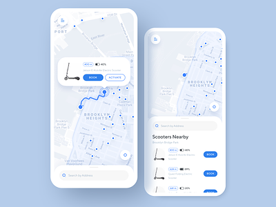 Electric Scooter Share App city concept ios app ios app design iphone x iphone xs xr map micro mobility service mobile product design purchase route scooter scooter sharing searching service social taxi ui ux