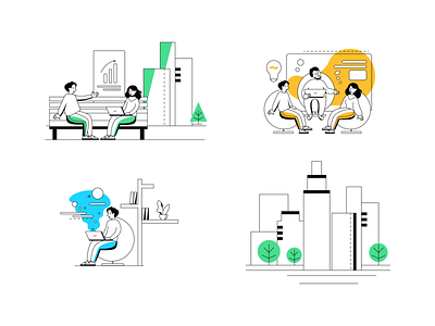 Business Teamwork Illustration Set