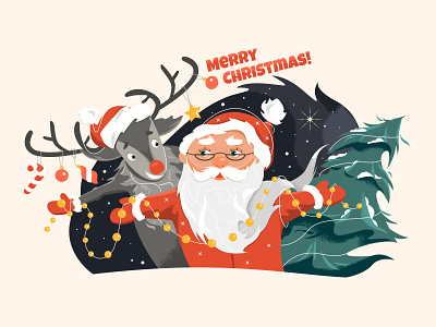 Christmas Illustration art christmas deer illustration merry christmas merry xmas rudolf santa santa claus xmas xmas card