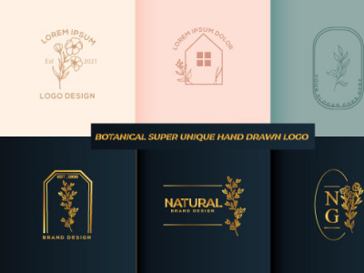 Botanical Logo boho logo botanical logo branding design feminine logo floral logo flower logo graphic design initial logo logo typography