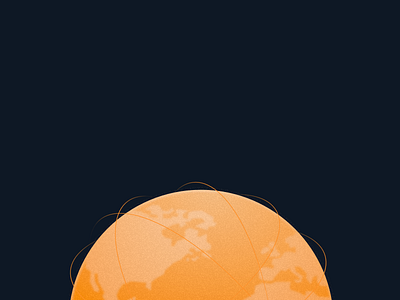 Orbit earth globe gradient illustration lines orange sketch