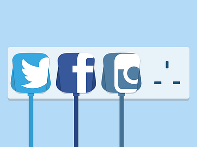 Social Socket colour facebook flat instagram plugs shadow social media twitter vector