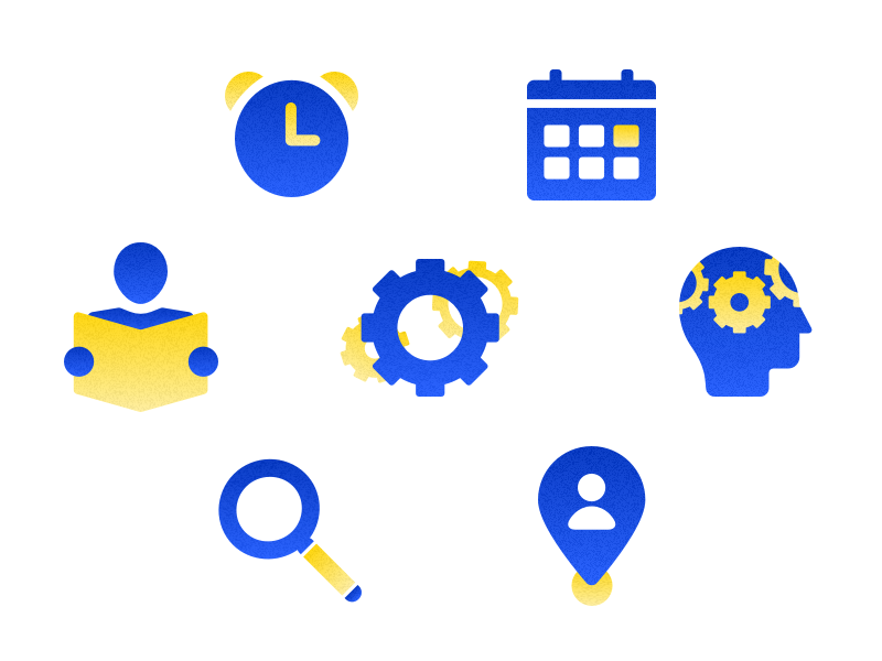 Icons icons icons tags flat ui design wip vector sketch noise texture yellow blue icons