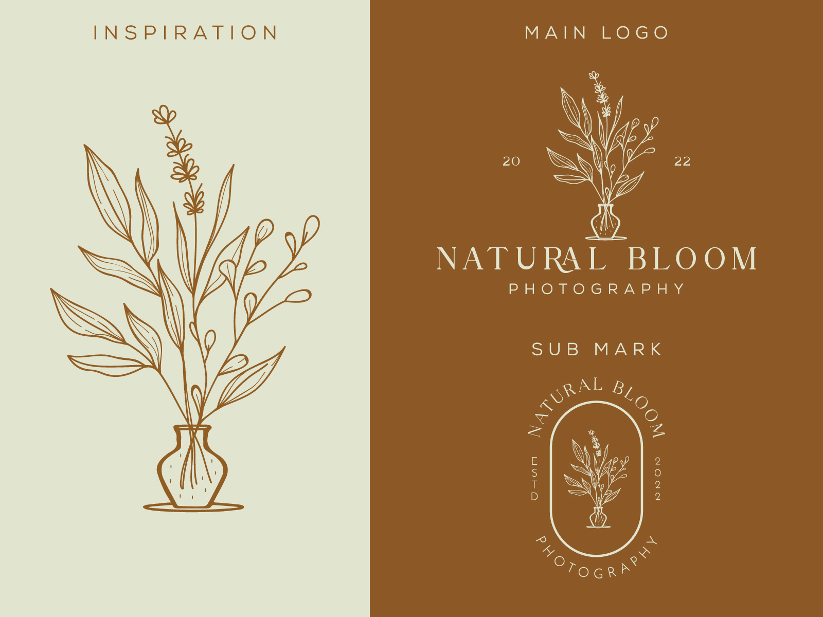 Botanical Floral element Hand Drawn Logo with Wild Flower by Design