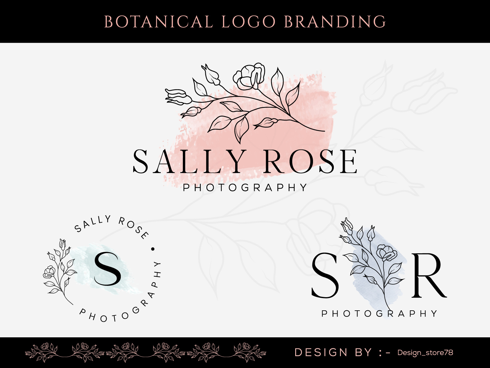 Botanical Floral element Hand Drawn Logo with Wild Flower by Design ...