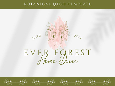 Botanical Floral element Hand Drawn Logo with Wild Flower