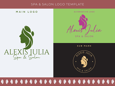 Creative beauty salon spa logo set. beauty botanical branding design face feminine hand drawn logo luxury salon sign silhouette spa vector