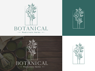 Botanical Floral element Hand Drawn Logo with Wild Flower beauty boho logo botanical botanical logo branding design feminine feminine logo hand drawn logo vector