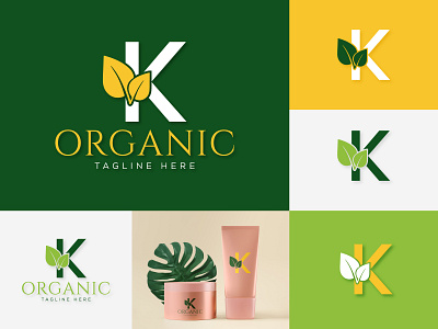 initial letter K with leaf logo vector concept element beauty botanical logo branding design feminine floral hand drawn illustration initial logo leaf letter logo logo nature vector