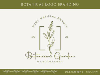 Botanical Floral element Hand Drawn Logo with Wild Flower and Le beauty botanical logo branding design feminine floral hand drawn leaf logo nature photography vector
