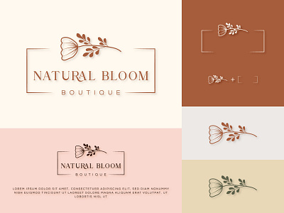 Botanical Floral element Hand Drawn Logo with Wild Flower