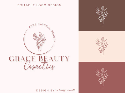 Botanical Floral element Hand Drawn Cosmetics Logo design beauty botanical brand identitiy branding cosmetics design feminine floral flower hand drawn leaf logo logotype vector