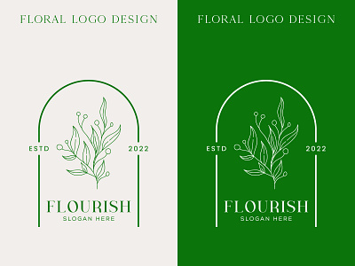 Botanical Floral element Hand Drawn Logo design