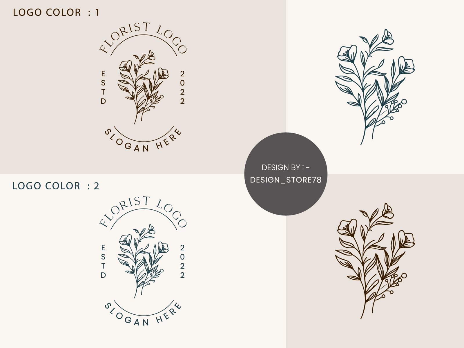 Premade Logo Designs, Botanical logo, Floral logo, branch logo, minimal logo,  flower logo, modern | Minimalist logo design, Logo design, Minimalist logo