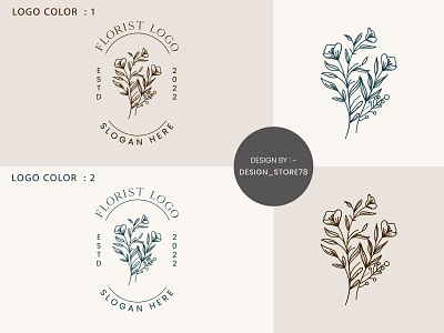 Botanical Floral element Hand Drawn Logo design