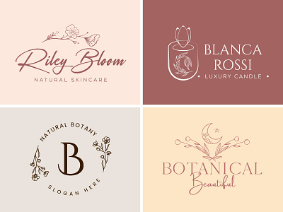 Botanical Floral element Hand Drawn Logo design template