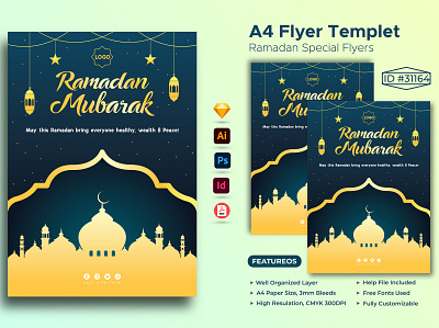 Happy Ramadan,A4 Flyer Templet. a4 flyer card celebration ceremony flyer graphic design iftar invitation islam kareem mubarak ramadan ramadan flyer ramadan kareem ramadan mubarak religion ritual roja رمضان رمضان كريم