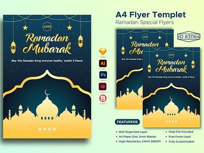 Happy Ramadan,A4 Flyer Templet.