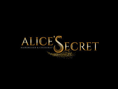 Logo Alice's Secret alices secret colourist glitter gold hairdresser logo