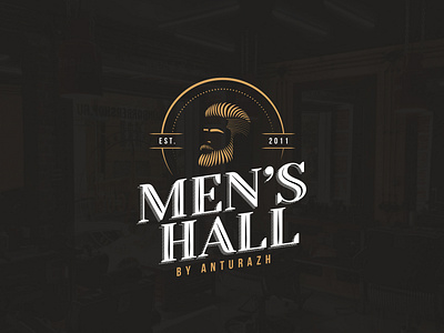 Logo Men`s Hall anturazh barbershop beard haircut illistration logo logotype mens hall логотип