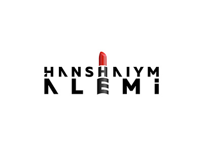 Hanshaiym Alemi (princess world) - logo cosmetics store branding cosmetics design lipstick logo logotype red typography косметика логотип