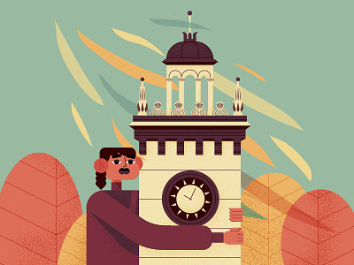 Don't waste your time adobe illustrator autumn character characters design illustration tower vector