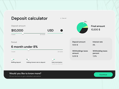 Deposit calculator deposit finance ui ux