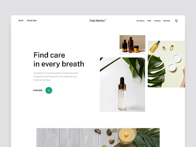 Feel Better website design aromatherapy clean design ecommerce landing page minimal oil spa ui web web design website website design wellness